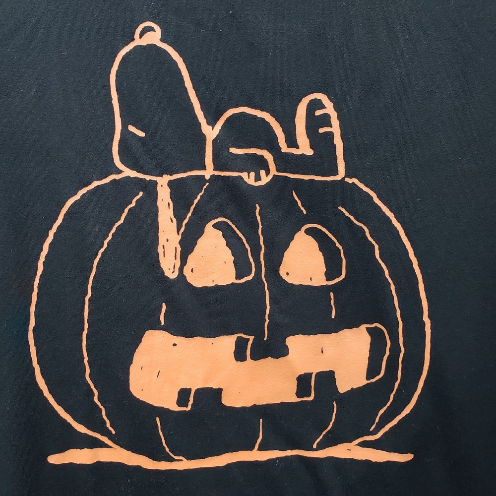 Munki Munki x Peanuts Long Sleeve Sleep Shirt Black Snoopy Pumpkin Halloween L